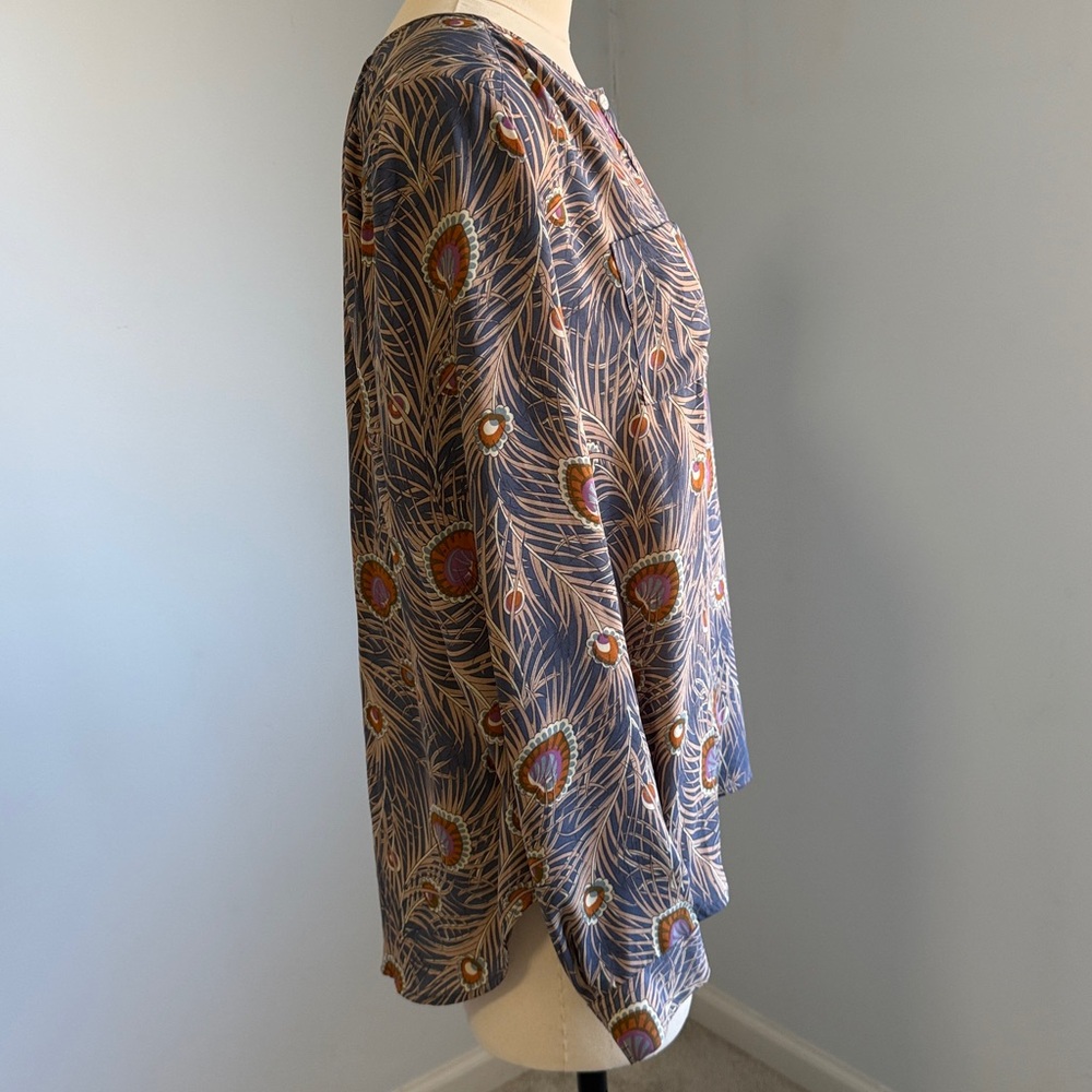 Loft Ann Taylor Women's Semi Sheer Peony Print Long-Sleeve Blouse SZS - Picture 12 of 16